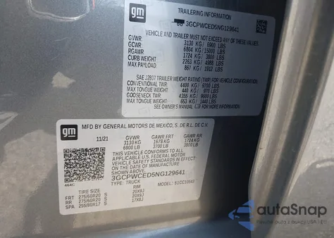 2022 Chevrolet Silverado Ltd C1500 Lt from USA, damaged, VIN 3GCPWCED5NG129641